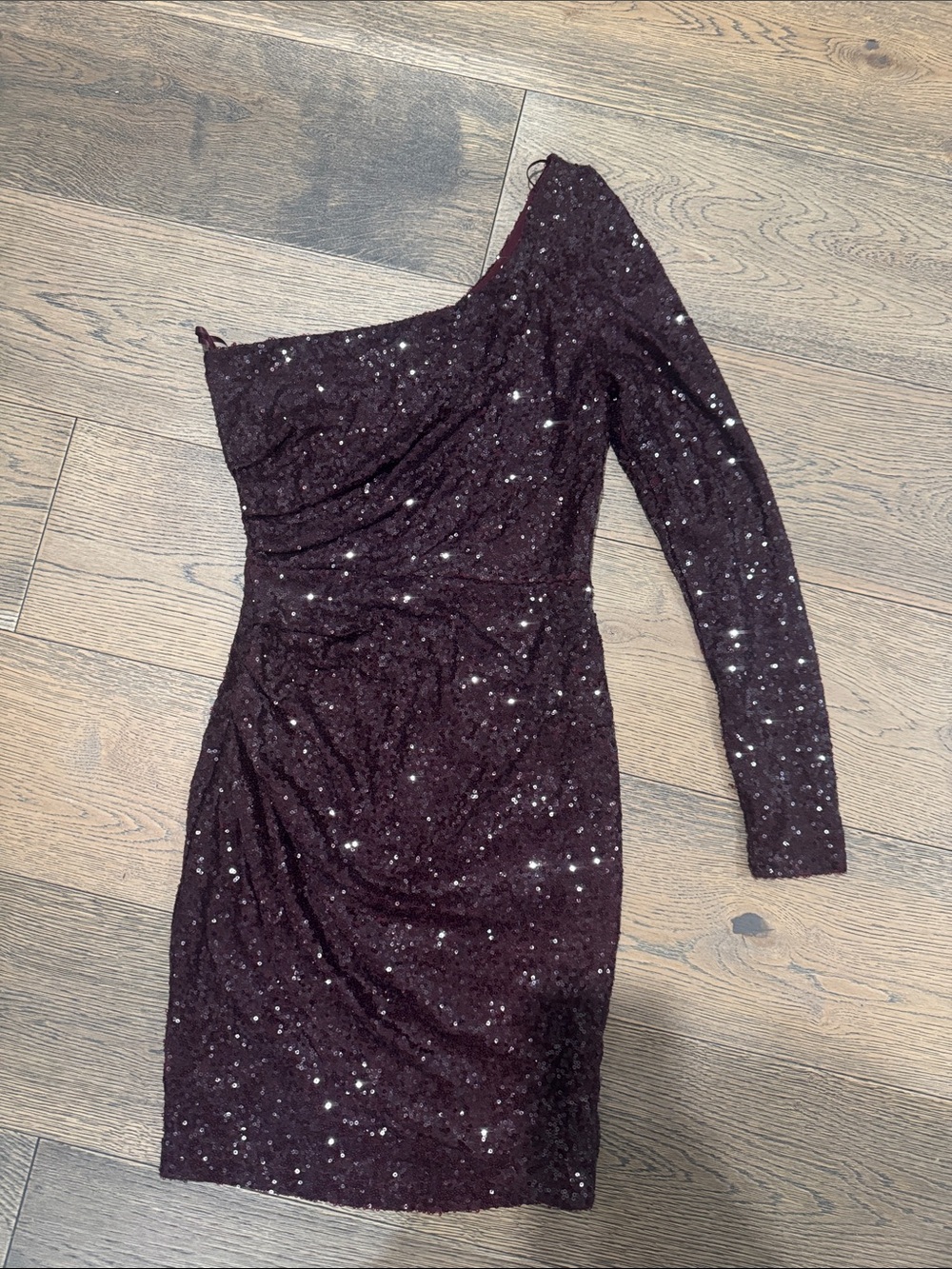 Windsor One-Shoulder Burgundy/Plum Sequin Cocktail Dress Size Small